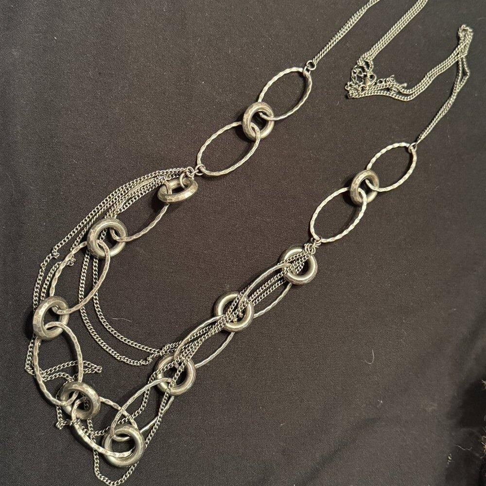 Vintage Silver Tone Multi Chain Necklace
